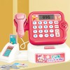 Children's cash register toy with calculator function, scanner, toy grocery