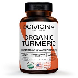 Pomona Wellness Organic Turmeric Supplement 2100 mg, USDA Organic, Non-GMO, Vegan, Turmeric Curcumin with Black Pepper for Absorption, for Joint Support and Immunity, 90 Tablets