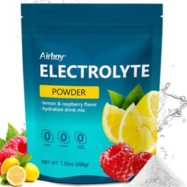 Airboy Electrolytes Powder – No Sugar, Keto-Friendly, 1000 mg Potassium, Low Sodium, Lemon Raspberry Flavor – Hydration Drink Supplement for Dehydration Relief & Rehydration – 32 Servings