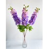 YalzoneMet 3pcs Purple Delphinium Artificial Flower 31.5'' Long Stem Fake