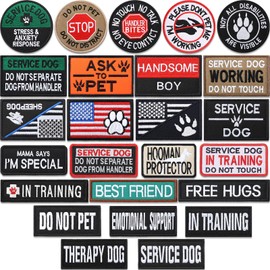 25 Pack Service Dog Patches Tactical Dog for Harness Patches Embroidery Dog Vest Patches for Dogs in Training American Flag Patch Removable Tactical Patches Collar Leash