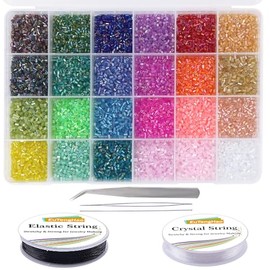 EuTengHao 14400 Pieces Tube Beads Pen Beads Small Craft Spacer Beads for DIY Bracelet Necklace Crafts Jewelry Making (3mm, 24 Colors)