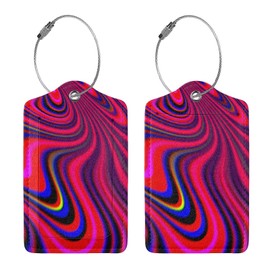 2 Pcs Melting Stripes Abstract Luggage Tags for Suitcase, Colorful Art Gifts Privacy Cover ID Label with Stainless Steel Loop and Address Card