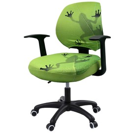 YOXEULL Office Chair Cover Computer Desk Chair Covers Stretchable Anti-Dust Universal Split Rotating Swivel Chair Slipcover Protector 2 Piece, Green Frog, Office Gift for Women Men