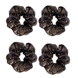 KINFENE 4 Piezas De Gomas Para El Pelo Con Encaje De Perlas Brillantes O Blancas, De Malla, Para El Pelo, Elásticas, Para Cola De Caballo, Para El Pelo, Para Muñecas, Para Espectáculo, Gimnasio, Fiest