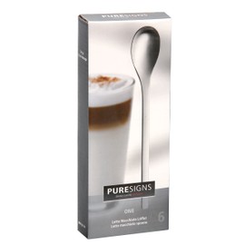 Puresigns ONE Extra Latte Macchiato Löffel Set aus 18/10 Edelstahl - 6er Set Lange Kaffeelöffel in Matt - Perfekt für Hohe Gläser - Stilvolles Barista Zubehör in Geschenkverpackung