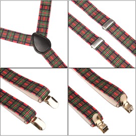 MFUOE 3 Pack Tartan Set Tartan Costume Accessories Tartan Skinny Tie Bow Tartan Suspender Braces Scottish Fancy Dress Accessories