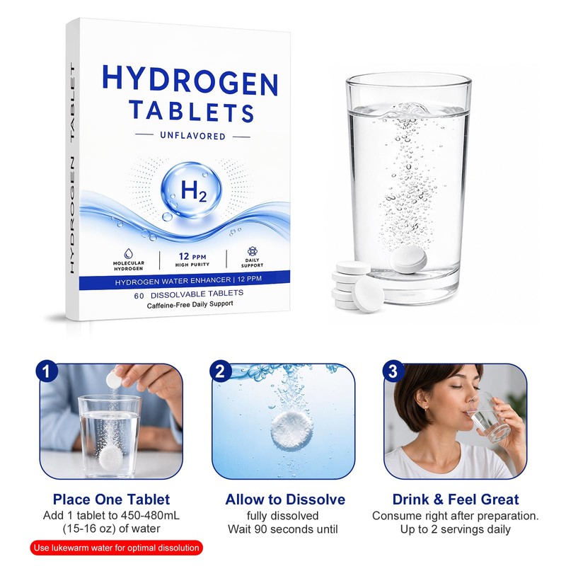 Hydrogen Water Tablets with Magnesium, Unflavored, 60 Count
