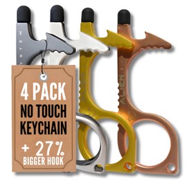 No Touch door opener tool - Premium Touchless key tool - No touch key - by Alien System (Silver Pearl + Gun Grey + Gold + Rose Gold, 4 pack Large)