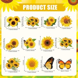 Punhung 48Pcs Summer Tree Ornaments Set Summer Wooden Ornament Decoration Sunflower Butterfly Pendant Hanging Tags Embellishments Wood Cutout with Rope for Small Tree Home Party Decor