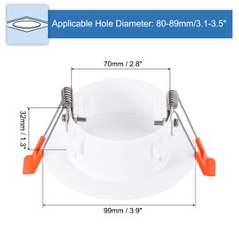PATIKIL 3.9" Spring Ceiling Cover Plate, Recessed Light Trim Wall Mount Downlight Hole Cap Decorative Panel with Buckle Suitable for 3.1-3.5inch Round Hole Glass Ceiling Openings, White