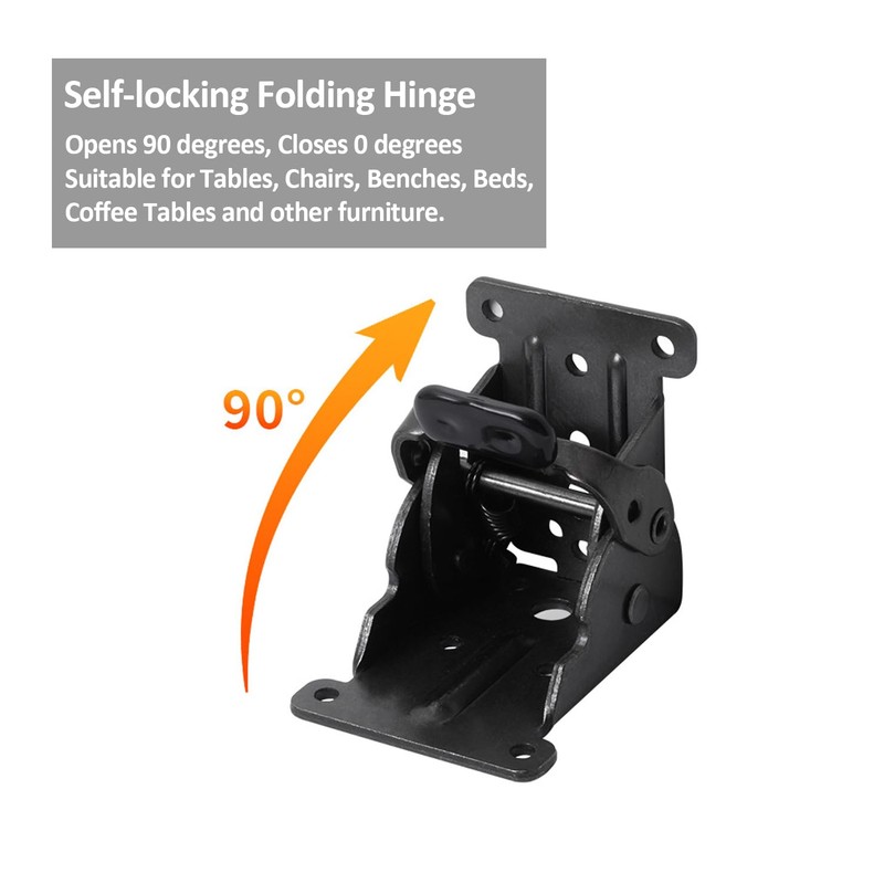 SIMAIYUN 4 Pack Folding Bracket, Black Self Locking Hinges Heavy