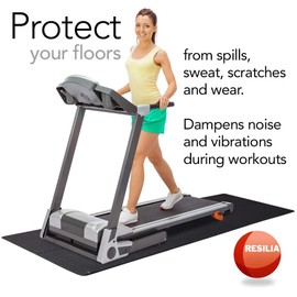 RESILIA Heavy-Duty Protective Floor Mat for Exercise Equipment, Heavy Duty and Easy-to-Clean Design Protects Floors, for Gym Use, Weightlifting, Training