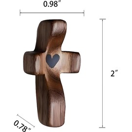 KyooteLfv Wooden Cross Fidget - Cross My Heart, Walnut Pocket Crosses for Anxiety Relief & Prayer, Encouragement Christian Gift for Adults/Kids (3 PCS)