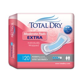 Total Dry Extra Bladder Control Protection Pads. 20 Per Package