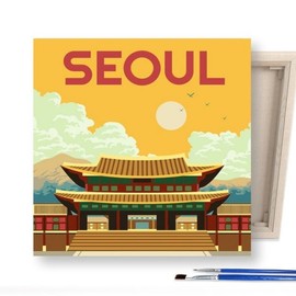 DIY Canvas Painting Set 25x25cm Landmark Seoul Gyeongbokgung Palace / DIY캔버스형 그림그리기 25x25cm 랜드마크 서울 경복궁