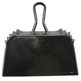 Bigg'un Extra-Wide Metal Dust Pan, 19HS111, Industrial-Strength Handheld Steel Dustpan with Handle, Black