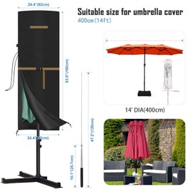 VANSHEIM Protective Cover for Double Parasol up to Diameter 400 cm Parasol Protective Cover Cantilever Parasol with Rod Waterproof UV Resistant Protective Cover for 460 x 270 cm Parasol Large XXL 160