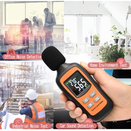 Decibel Meter,Digital Sound Level Meter Portable SPL Meter,35dB to 135dB Temperature Function,Noise Meter with A-Weighted [MAX/MIN Fast/Slow Data Hold], Use for Home, Noisy Neighbor, Factory