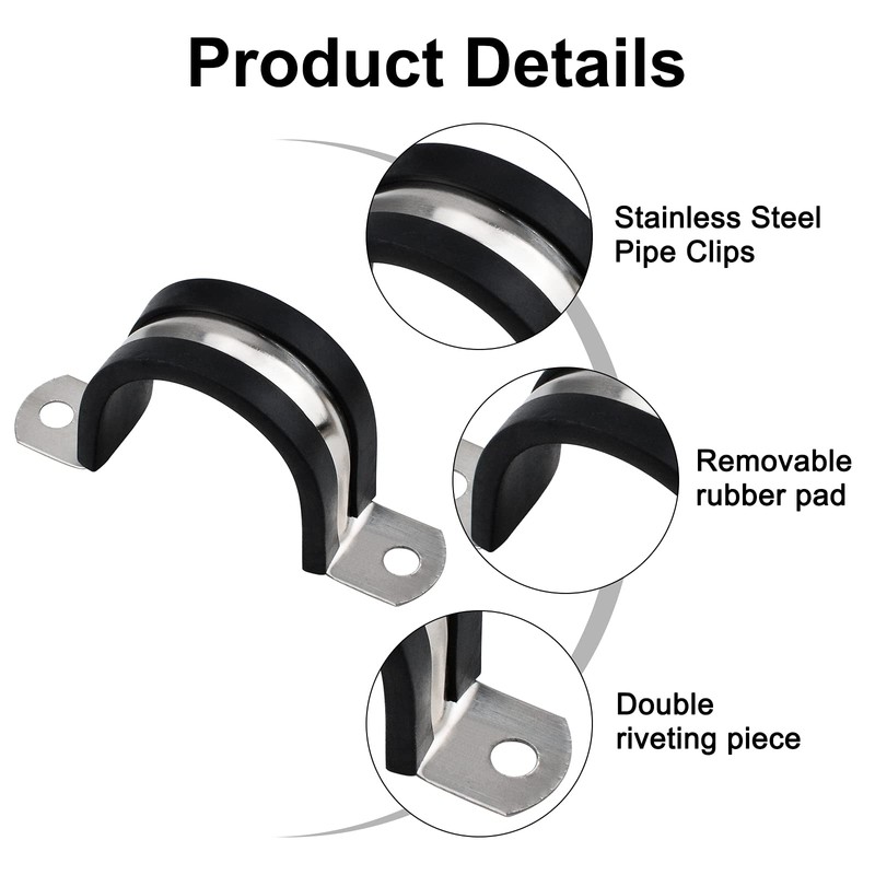 INCREWAY 12 Pcs U Shaped Pipe Clamps with Rubber U