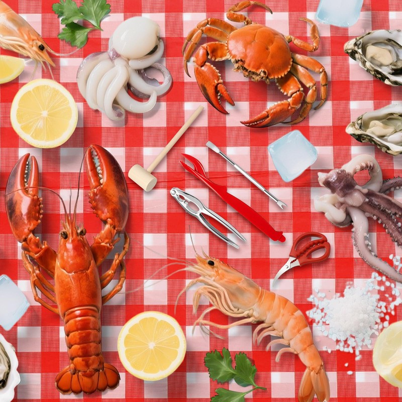 SmoothNovelty 21 Pcs Seafood Tools Set Seafood Boil Party Supplies