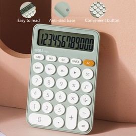 deli Cute Green Calculator Desktop Big Buttons Small Simple Handheld Calculator Basic with 12 Digit Large LCD Display Girls Aesthetic Calculator for Women Standard Calculator for School Home Office