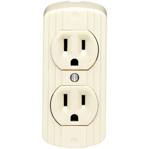Leviton 91 15 Amp, 125 Volt, Grounding, Double Surface-Mount, 2 Round Or Flat Plugs Accepted, Ivory