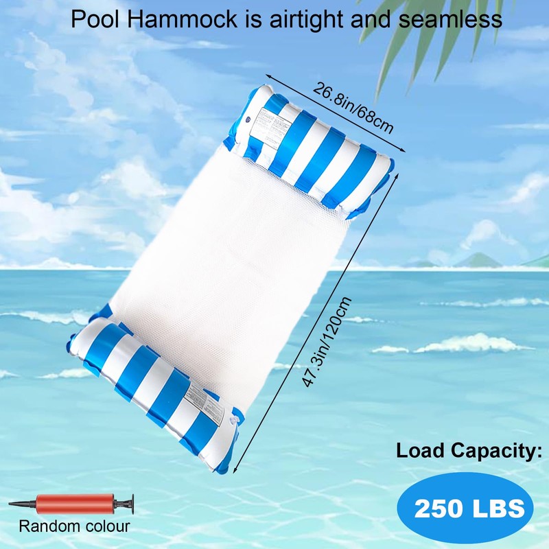 2 Pack Pool Inflatables Water Hammock for Adults, 4-in-1 Inflatable