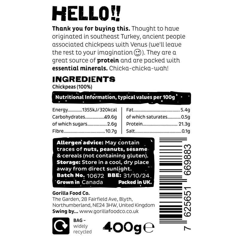 Gorilla Food Co. Chickpeas Dried - 400g