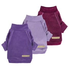 Fitwarm 3 Pack Classic Fleece Dog Sweater, Turtleneck Dog Sweatshirt, Dog Winter Clothes for Small Dogs Boy Girl, Pet Pullover Jumper, Cat Apparel, Purple, MediumPurple, Dark Red, Large