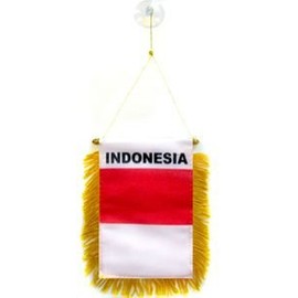 Indonesia Mini Flag 4"x6" Window Banner w/ suction cup