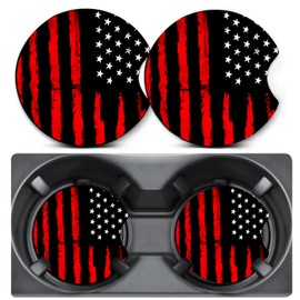 2 Pack Car Coasters for Cup Holders,American Flag Car Cup Holder Coasters,2.75" Universal Size Anti Slip Rubber Mat,Car Cup Holder Decal Decor Accessories,Car Accessories Interior for Women Men
