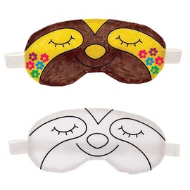 Baker Ross FE429 Sloth Fabric Sleeping Mask for Painting, Pack of 2, Sleep Masks to Make Yourself, Craft Set for Children to Decorate