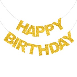 Glitter Happy Birthday Banner-Gold