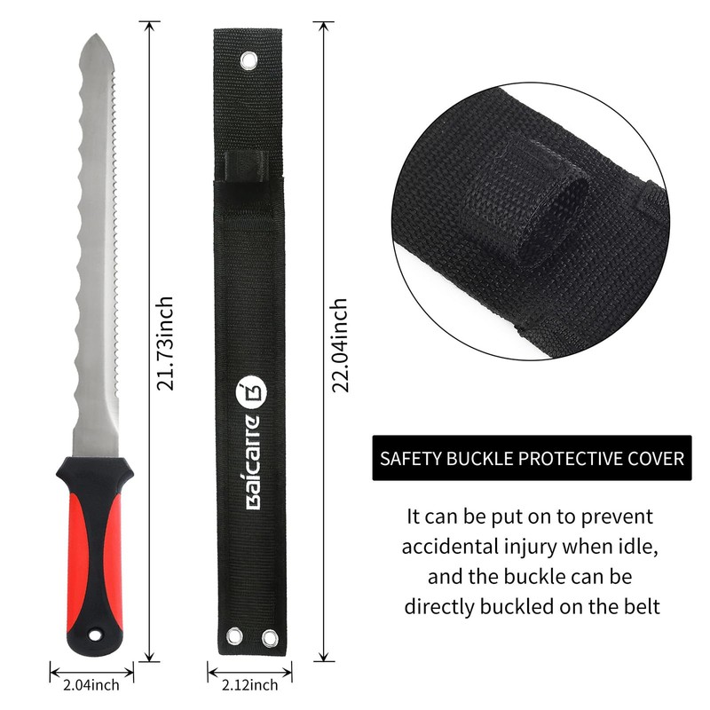 HALNKSZDDD Stainless Steel Garden Insulation Knife with Red Handle, 11"