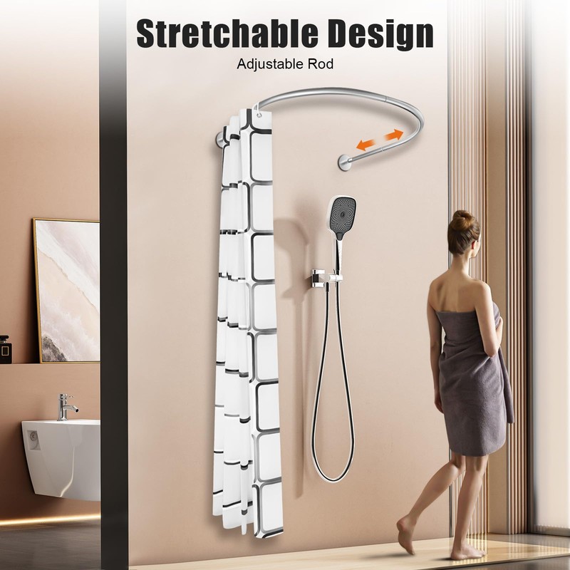 U Shaped Shower Curtain Rod Adjustable Stainless Steel U Shape