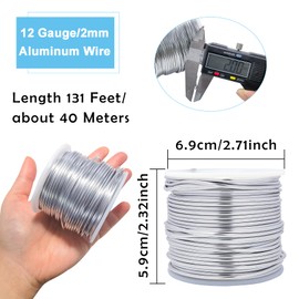 2mm Silver Aluminum Craft Wire 12 Gauge 131 Feet Bendable Sculpting Wire Metal Armature Wire for DIY Jewelry Bonsai Tree Dolls Skeleton Floral Making
