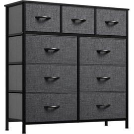 YITAHOME 9 Drawers Fabric Dresser, Dresser for Bedroom, Chest of Drawers, Storage Tower Organizer Unit for Living Room, Closets - Sturdy Steel Frame, Wooden Top & Easy Pull Fabric Bins