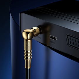 RG6 Quad Shield Coaxial Cable - 4 Feet, 90 Degree Angled Cord for TV Cable Wire