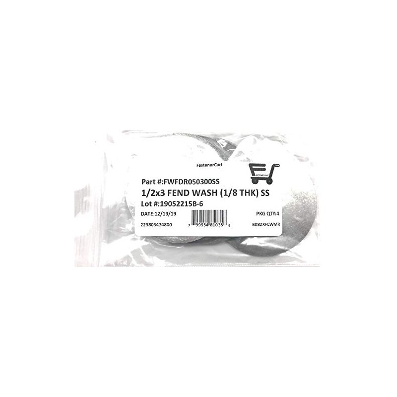 1/2 ID x 3 OD Stainless Steel Fender Washer Large