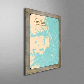 Art of Place Outer Banks North Carolina Map Metal Print on Reclaimed Barn Wood from Illustration by Lakebound 8.5" x 11.5"