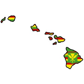 OwnTheAvenueTM Kanaka Maoli Flag Hawaiin Island Map Hawaii Decal Car Window Bumper Sticker St.# - 10" Inches Long