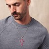 Jewmon Baguette Birthstone Cross Necklace for Women Lab Ruby Pendant