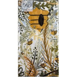 Boston International Bee Haven Guest/Dinner Napkin Bumblebee Honey Bee, Party Napkin, Package of 16, Decoupage Napkin, white, yellow, black, green