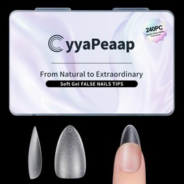 CyyaPeaap Medium Almond Nail Tips, 240Pcs Double-Sided Matte Press-On Nails, No File Clear Fake Nails for Nail Extension, Manicure, Home DIY, Salon, 15 Sizes, Pre-Shaped Soft Acrylic Gel Nails