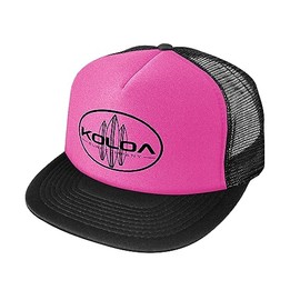 Joe's USA Koloa Surf Classic Surfboards High Profile Poly-Foam Trucker Hat-Black and Pink