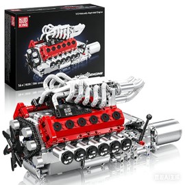 Mould King V12 Engine Model Kit for Adults, 1366 Pcs Engine Kits that Runs, DIY Mechanical Building Set for 14+, 10210 STEM Educational Toy Car Motor