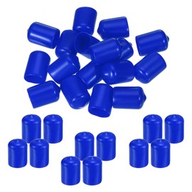 PATIKIL Round Rubber End Caps 14.5mm ID, 50 Pcs Rubber Bolt Covers Caps Vinyl Rubber Flexible Screw Thread Protectors for Metal Tube Rod Bolts, Blue