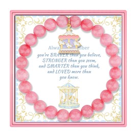 PARTNER Carousel Inspirational Birthday Gifts for Women Best Friends Unique Gifts Natural Stone Beaded Bracelets for Women&Men Agate Beaded Jewelry with Meaningful Message Card For Carousel Lover,Comes Packaged (A39)