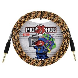 Pig Hog"Orange Graffiti Woven Instrument Cable, 10-Foot, Straight 1/4" Plugs